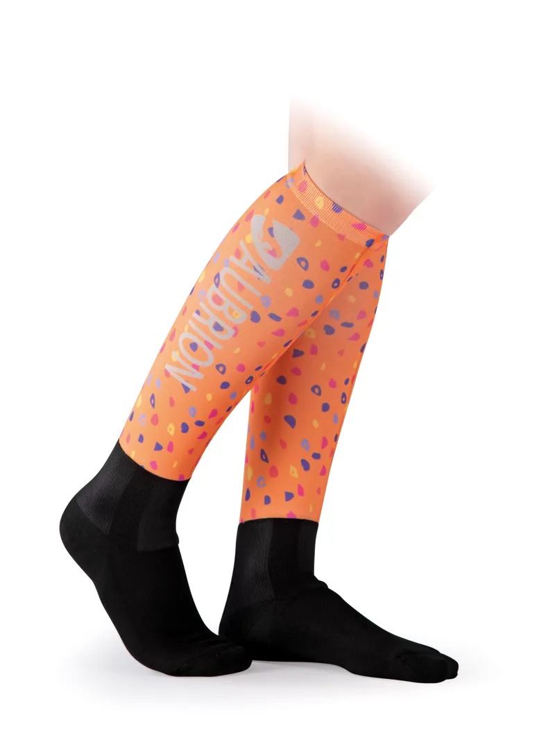 Shires Aubrion Hyde Park Riding Socks Junior in Orange Spot